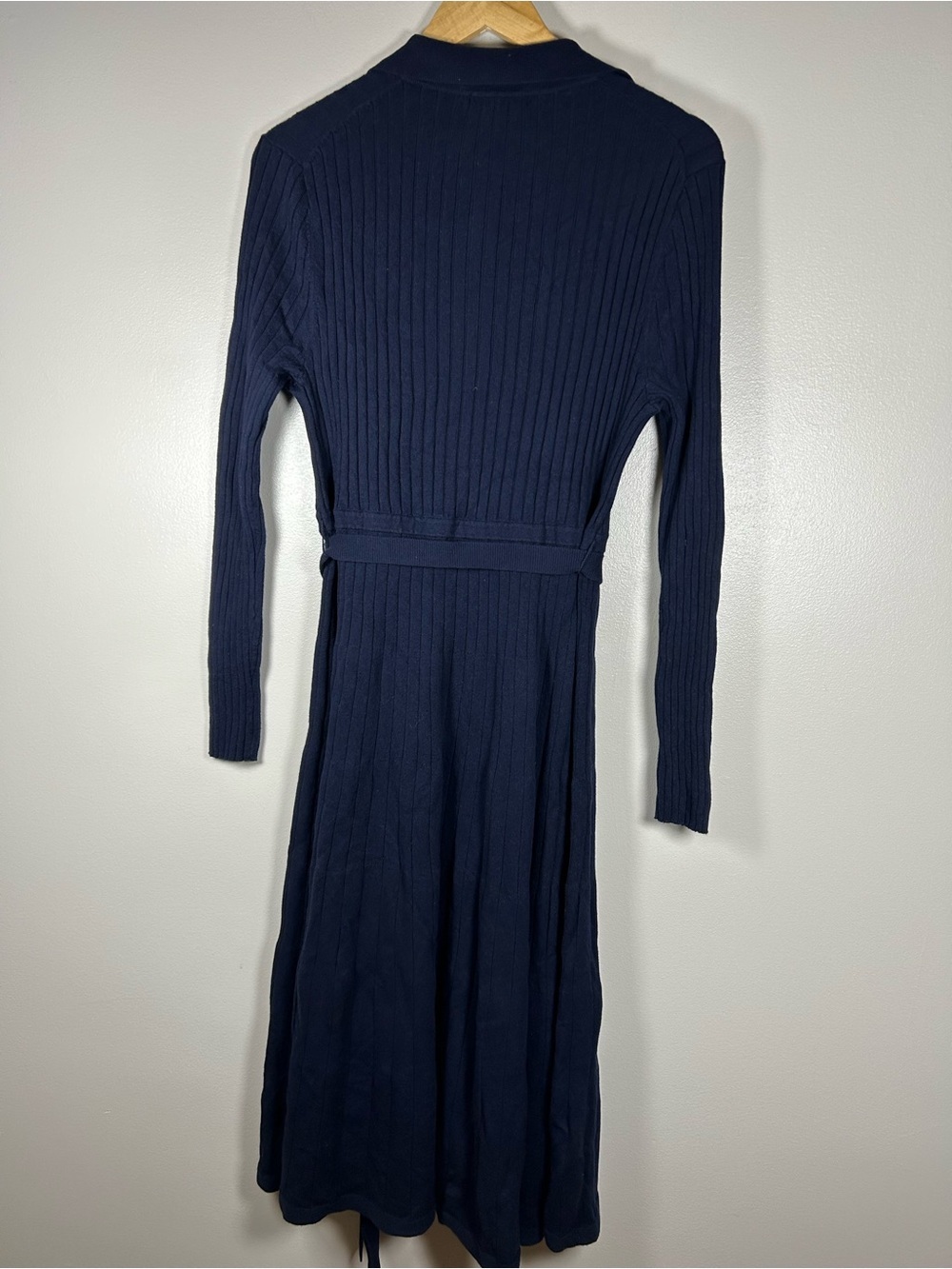 Boden Rachel Ribbed Long Sleeve Navy Button-Front Knit Dress Shirtdress - Picture 7 of 14